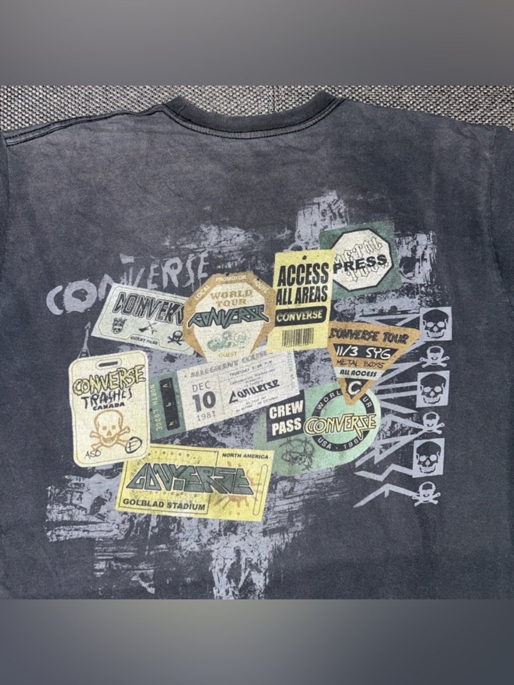 Rare Vintage Converse World Tour Faded Black Band Tee